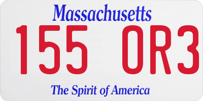 MA license plate 155OR3