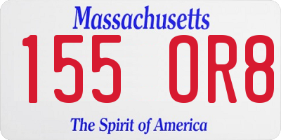 MA license plate 155OR8
