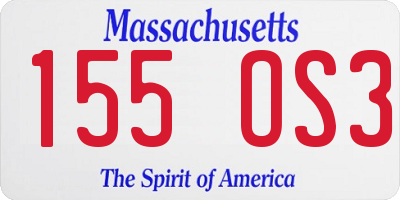 MA license plate 155OS3