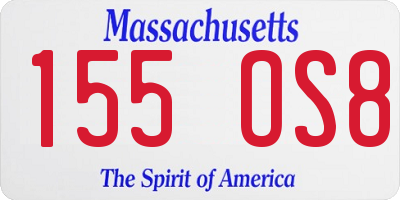 MA license plate 155OS8