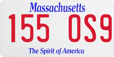 MA license plate 155OS9