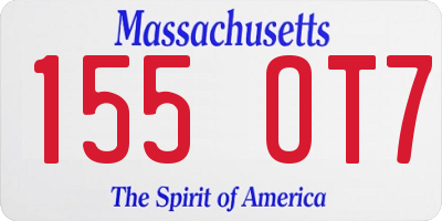 MA license plate 155OT7