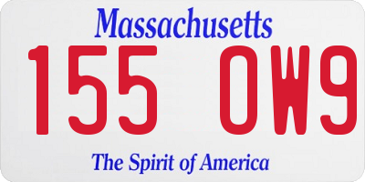 MA license plate 155OW9
