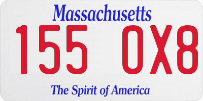 MA license plate 155OX8
