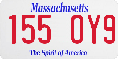 MA license plate 155OY9