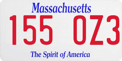MA license plate 155OZ3
