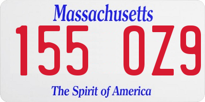 MA license plate 155OZ9