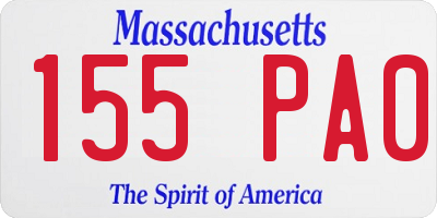 MA license plate 155PA0