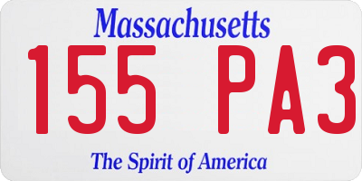 MA license plate 155PA3