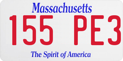 MA license plate 155PE3