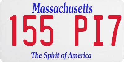 MA license plate 155PI7