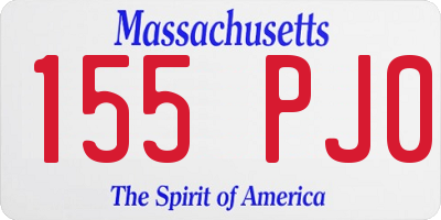 MA license plate 155PJ0