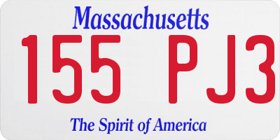 MA license plate 155PJ3