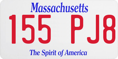 MA license plate 155PJ8