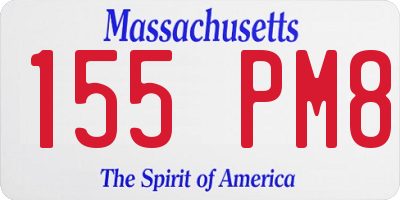 MA license plate 155PM8