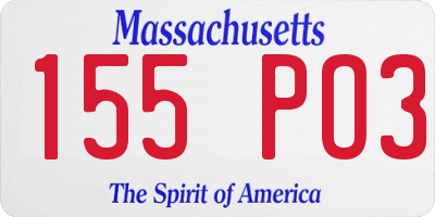 MA license plate 155PO3