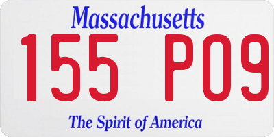 MA license plate 155PO9
