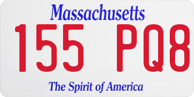 MA license plate 155PQ8
