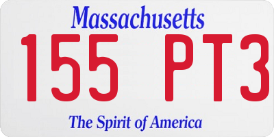 MA license plate 155PT3