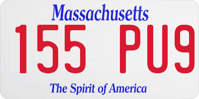 MA license plate 155PU9