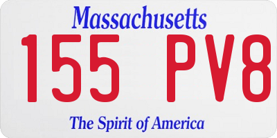 MA license plate 155PV8