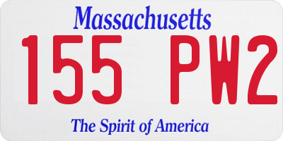 MA license plate 155PW2
