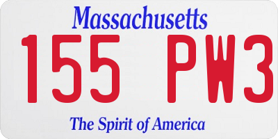 MA license plate 155PW3