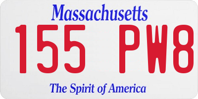 MA license plate 155PW8