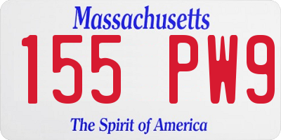 MA license plate 155PW9
