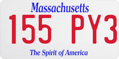 MA license plate 155PY3