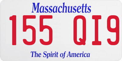 MA license plate 155QI9
