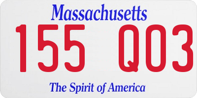 MA license plate 155QO3