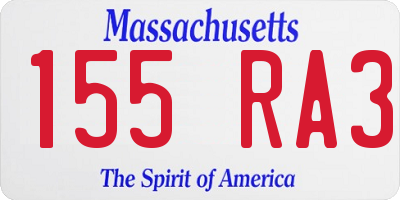 MA license plate 155RA3