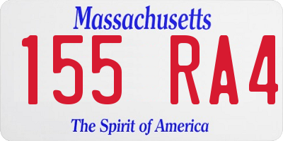 MA license plate 155RA4