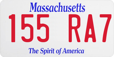 MA license plate 155RA7