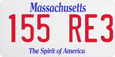 MA license plate 155RE3