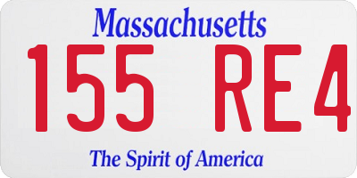 MA license plate 155RE4