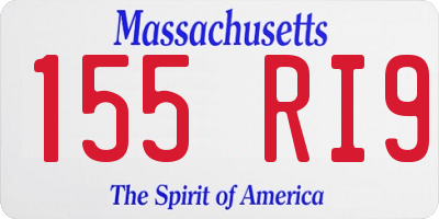 MA license plate 155RI9