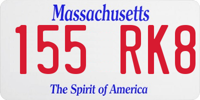 MA license plate 155RK8
