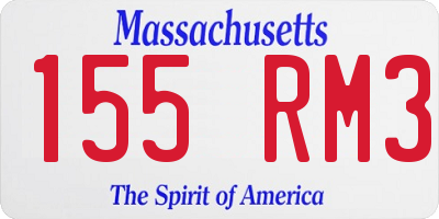 MA license plate 155RM3