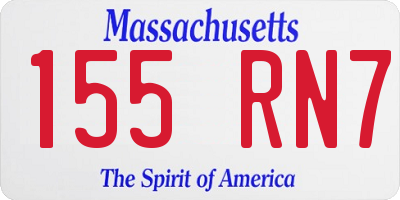 MA license plate 155RN7