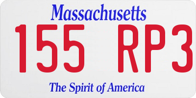 MA license plate 155RP3