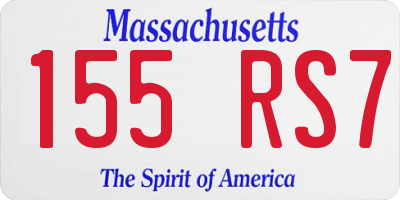 MA license plate 155RS7