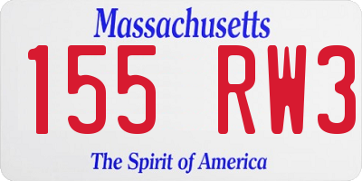 MA license plate 155RW3