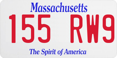 MA license plate 155RW9