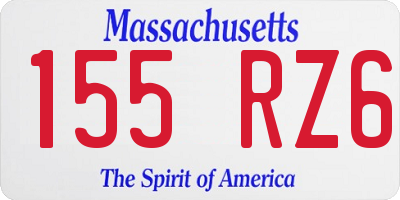 MA license plate 155RZ6