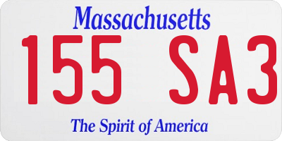 MA license plate 155SA3