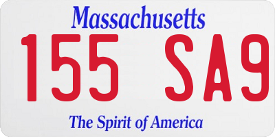 MA license plate 155SA9