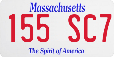 MA license plate 155SC7