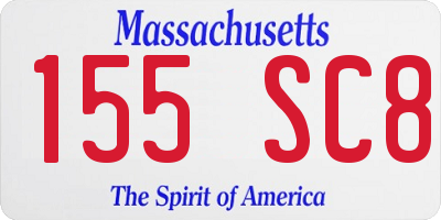 MA license plate 155SC8